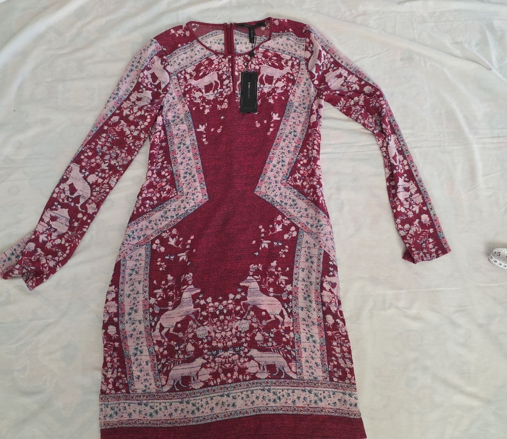 Elegant Burgundy Patterned Dress